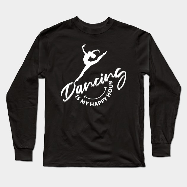 Black Ballerina Happy Hour Dancing Shirt Long Sleeve T-Shirt by Melanificent1